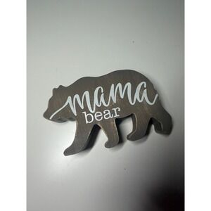 Jensen Bainbridge Mama Bear Wooden Block Sign Rustic Brown Nursery Decor